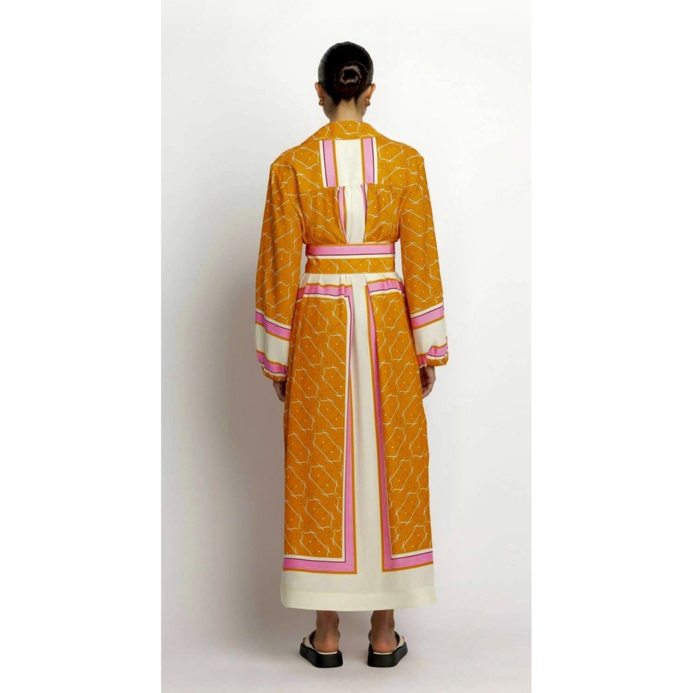 Sunset Lover $1299 Elbaz 100% Silk Buttoned Caftan Dress Scarfe Print US 12 - Picture 3 of 12